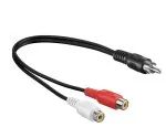 DINIC Audio-Video Kabel Cinch St. auf 2x Bu, 0,2m Anschlusskabel, schwarz